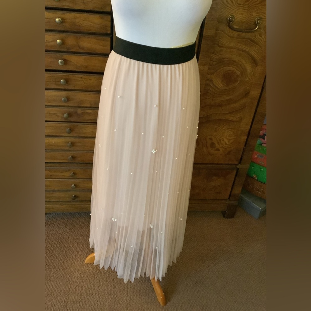 NWOT Women’s Pleated Skirt with Pearl  embellishment.